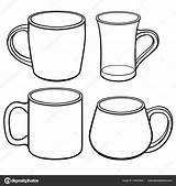 Tassen Tasse Formen Shapes Becher Verschiedenen Reihe Tee sketch template
