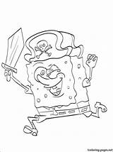 Spongebob Coloring Pirate Pages Printable Kids sketch template