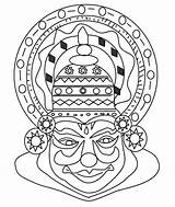 Kathakali Painting Mask Mural Face Kerala Outline Drawing Indian Coloring Pencil Color Paintings Pages Choose Board Canvas Kids Dress sketch template
