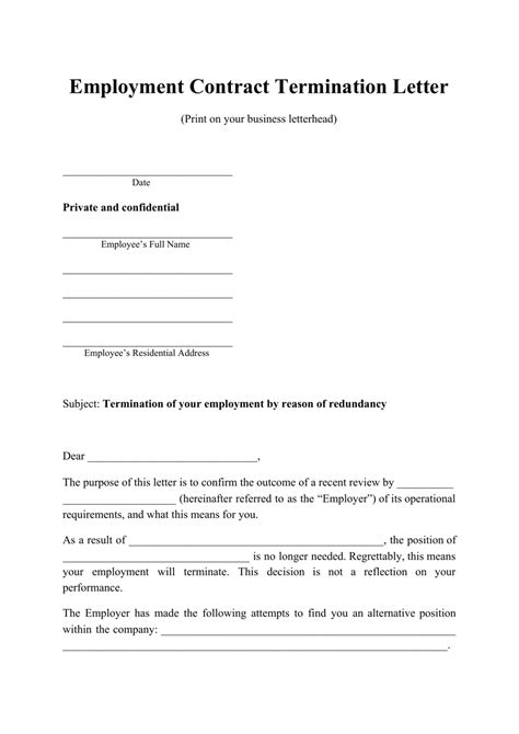contract termination letter