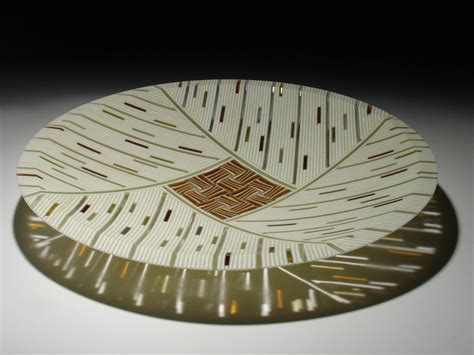 Amber Feather Inlay 15 By Patti And Dave Hegland Art Glass Platter