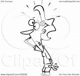 Coloring Clipart Aftermath Royalty Stressing Illustration Line Woman Rf Toonaday sketch template