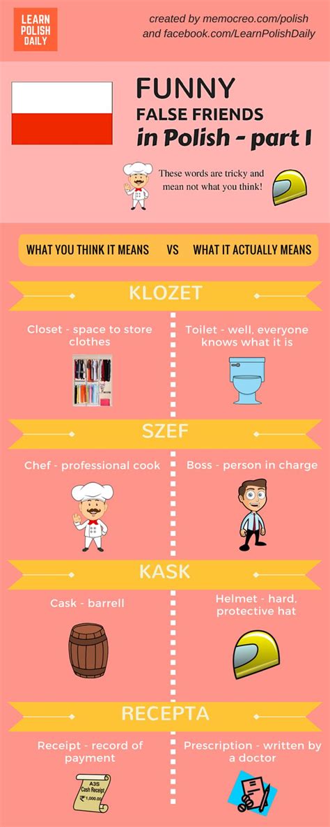 Funny False Friends In Polish Part 1 Infographic Learn Polish