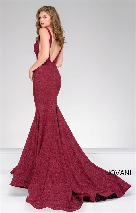 jovani 47075 deep v neckline simmer fabric side cut out dress prom dress
