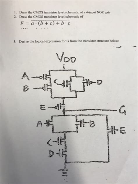 solved   draw  cmos transistor level schematic   cheggcom