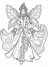Coloring Fairy Pages Winter Fairies Color Print Printable Adults Kleurplaat Christmassy Faerie Christmas Adult sketch template