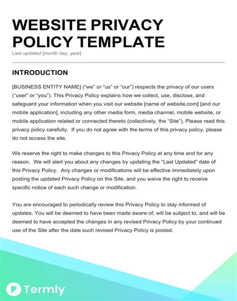 privacy policy templates website mobile fb app termly