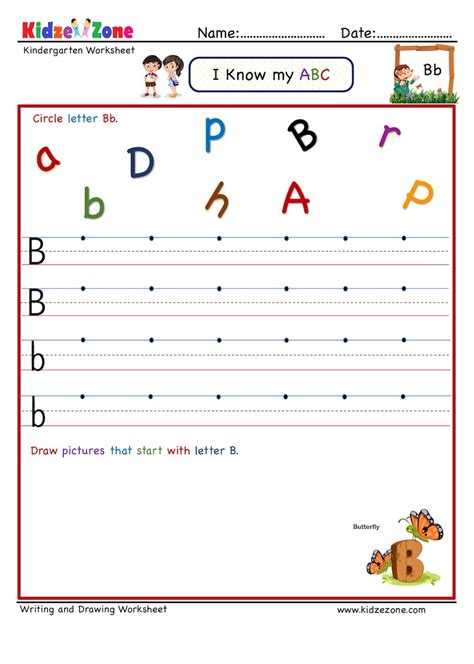 kindergarten letter  activity  writing worksheets kidzezone