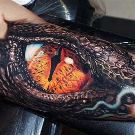 reptile eye tattoo 3d illusion arm tattoo on