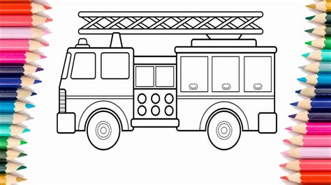 coloring fire truck colouring book  kids youtube