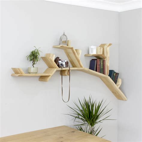 handmade tree branch wall shelf  bespoak interiors notonthehighstreetcom