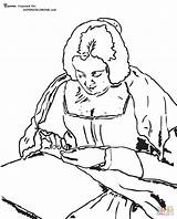 Diego Velazquez Rivera Colorear Needlewoman Supercoloring Dibujos Cigana Velha Obras Barroco Hilandera Cezanne Las Famosas sketch template