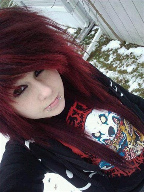 Sweater Emo Pull Pullover Girl Red Hair Red Black Blue