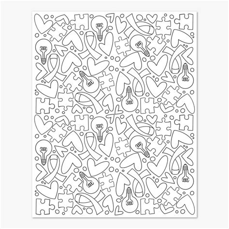 autism awareness coloring page print color digital etsy