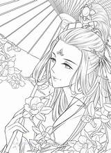 Coloring Chinese Portrait Book Anime Pages Drawings Drawing Pdf Classic Adult People Cute Printable Choose Board Lineart Princess sketch template