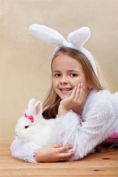 girl  bunny ears stock image image  holiday smile