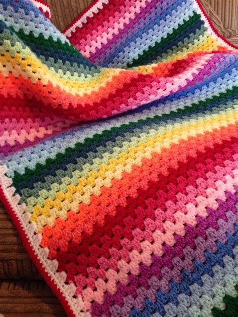 handmade crochet rainbow blanket ready  ship