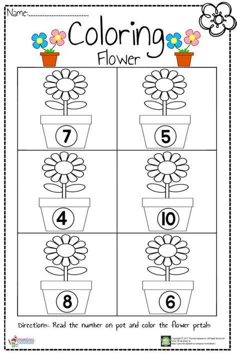 flower count worksheet kindergarten worksheets preschool worksheets