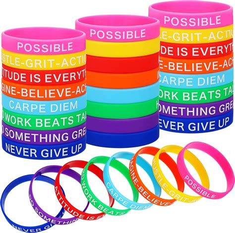 gejoy  pieces motivational silicone wristbands multicolored rubber