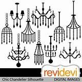 Chandelier Clipart Silhouette Chic Clip Preview sketch template