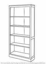 Shelf Drawing Draw Book Sketch Step Furniture Coloring Tutorials sketch template
