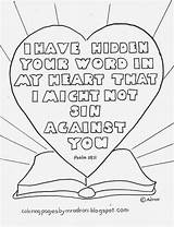 Coloring Psalm Pages Word Kids Heart 119 Bible Printable Hidden Verse Psalms School Sunday Crafts God Colouring Sheets Lessons Lord sketch template