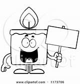 Mascot Candle Holding Sign Happy Clipart Cartoon Cory Thoman Outlined Coloring Vector 2021 sketch template