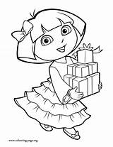 Dora Coloring Pages Explorer Colouring Drawing Print Carrying Gifts Many Kids Colour Eve Her Princess Ausmalbild Presents Gift Cool Printables sketch template