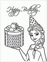 Coloring Elsa Birthday Pages Frozen Color Present Printable Disney Happy Cards Princess Sheets Kids Holiday Getcolorings Ca Print Getdrawings Choose sketch template
