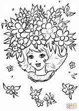 Flower Coloring Girl Crown Pages Girls Printable Template sketch template