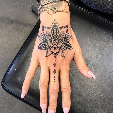 beautiful mandala tattoo mandalatattoo hand tattoos  women lotus