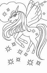 Unicorn Flying Spangled Winged sketch template