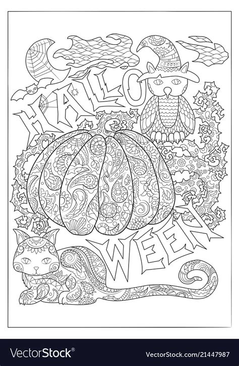 halloween coloring page  owl royalty  vector image