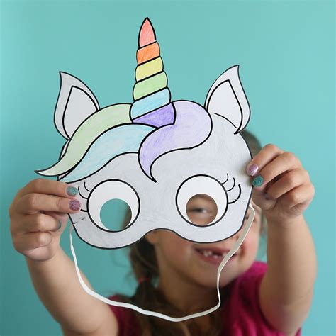 unicorn masks  print  color  printable unicorn mask