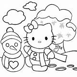 Coloring Pages Christmas Snow Hello Kitty Snowman Printable Getcolorings Hellokittyf0rever Br Via Tag sketch template