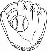 Baseball Mitt Clip Colorable Coloring Sweetclipart sketch template