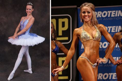 bodybuilding woman flaunts washboard abs and super toned arms in