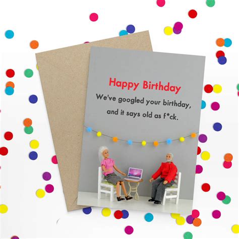 rude google birthday card  bold bright