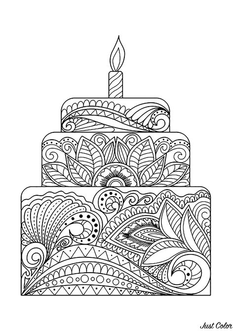 big flowery cake cupcakes adult coloring pages