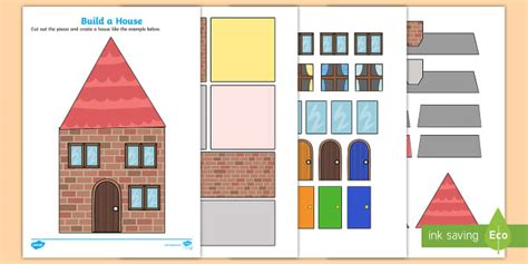 build  house  shapes activity template teacher