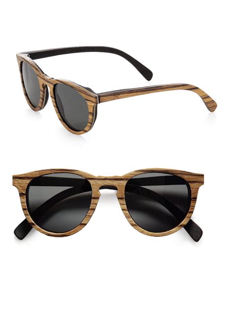 lyst shwood belmont wood keyhole sunglasses in brown for men