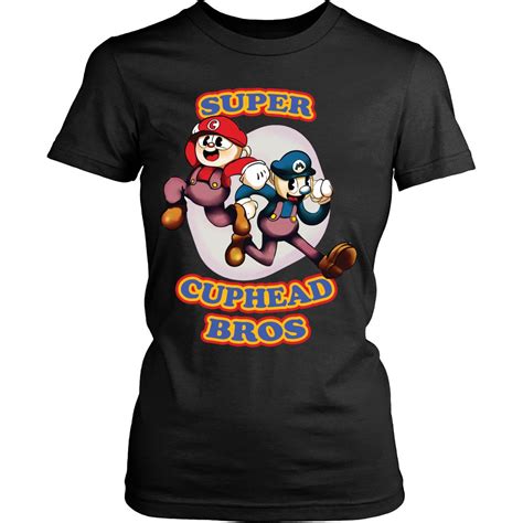 Super Cuphead Bros T Shirt Cuphead Game Funny Women Shirt