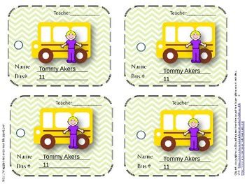 editable bus tags    maggies kindergarten printables tpt