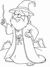 Wizard Coloring Pages Cute Stick Waving Print sketch template