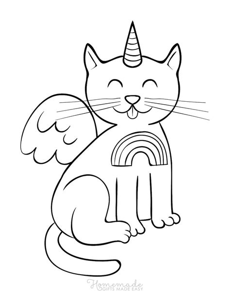 magical unicorn coloring pages  kids adults cat coloring book