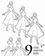 Christmas Days Coloring Book Scholastic Dancing Ladies Parents Lords Leaping Nine sketch template