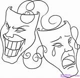 Drama Mask Drawing Coloring Pages Easy Masks Draw Cry Later Now Drawings Laugh Step Smile Face Othello Tattoo Jason Sketches sketch template