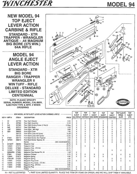 winchester model  parts schematic