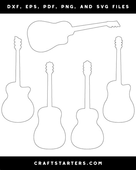 acoustic guitar outline patterns dfx eps  png  svg cut files