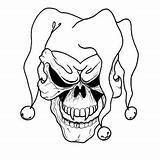 Clown Tattoo Coloring Joker Skull Pages Scary Printable Evil Tattoos Stencils Drawing Stencil Outlines Designs Drawings Clip Pennywise Clowns Creepy sketch template